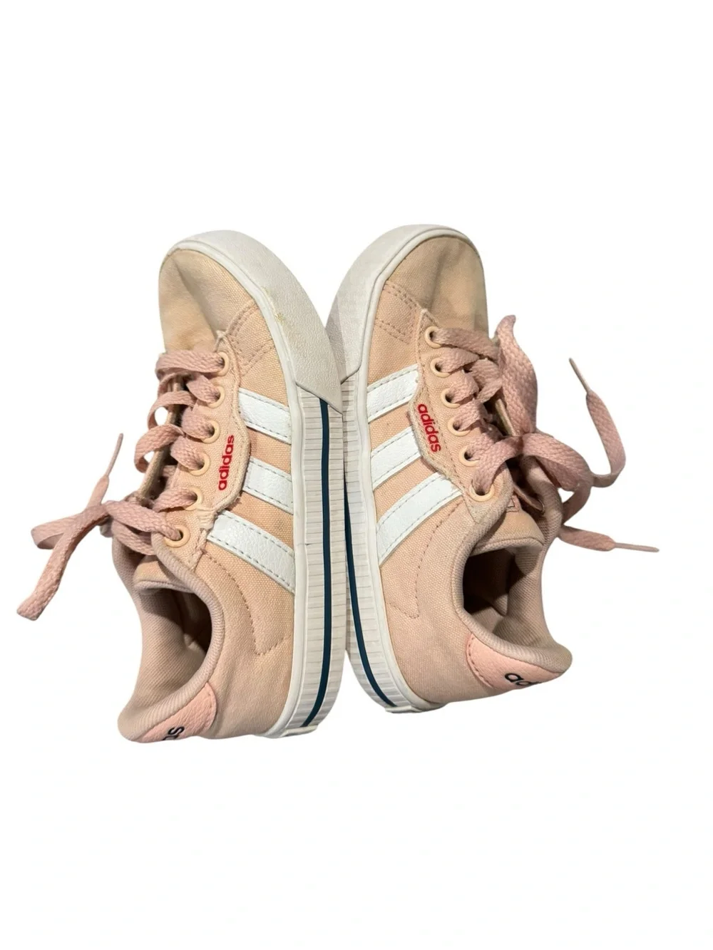 adidas Kids Light Pink Canvas Sneakers with White Stripes